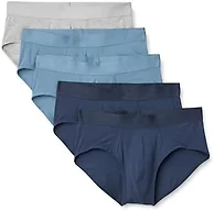 Amazon Essentials Men's Super Soft Modal Fabric Brief, Pack of 5, Deep Blue/Grey Marl/Navy, X-Small