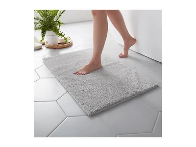 MARTHA STEWART Drylon Microfiber Bath Rug Grey