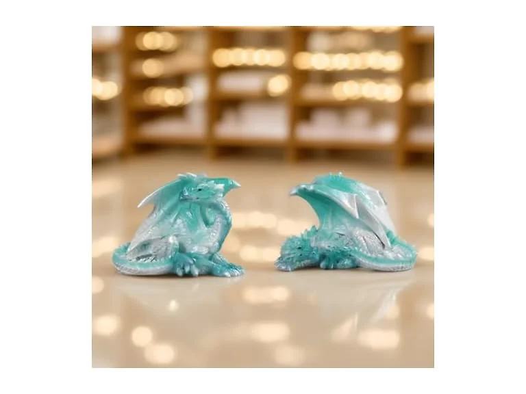 ICE Armor 3" W Teal and White Crystal Style Dragon Figurine