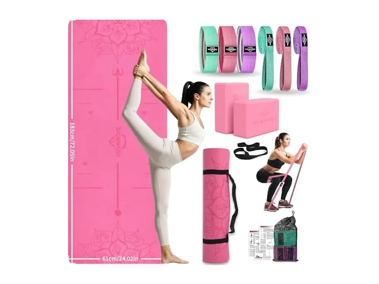 DICYWUDI Pink Yoga Mat Beginners Kit