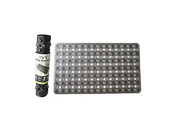 J&V TEXTILES Shower and Bathtub Mat, 36x17, Long Double Foam Bath Tub Floor Mats with Suction Cups and Drainage Holes, Machine Washable and Soft on Feet, Bathroom and Spa Accessories (Gray Bubble) 