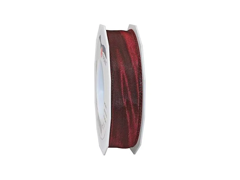 Prasent LYON Wired Taffeta Ribbon, Burgundy