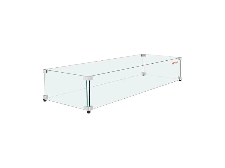 Glass Wind Guard for Rectangular Fire Pit 12.5x