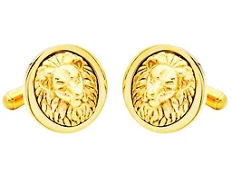 Blackjack Jewelry S-BJC80G Stainless Steel Lion Cufflinks Gold 