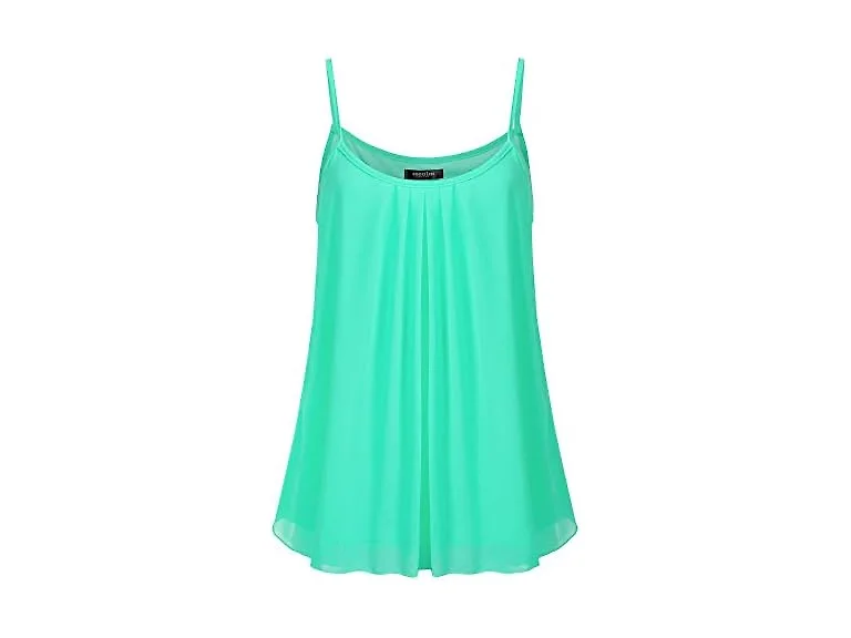 Ssoulm Women (L) Sleeveless Pleated Chiffon Top