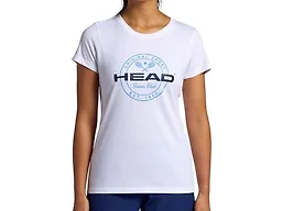 HEAD Women’s Tennis Graphic Crewneck T-Shirt, Relaxed Fit, Lightweight and Breathable Cotton-Poly Material, Stark White, X-Large