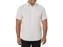 Amazon Essentials Men's Slim-Fit Short-Sleeve Poplin Shirt, Pink Teal Blue Stripe, XX-Large