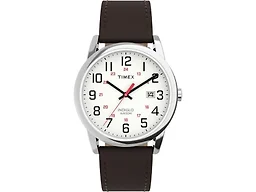 Timex Men's Easy Reader Classic 38mm Watch - Brown Strap White Dial Silver-Tone Case