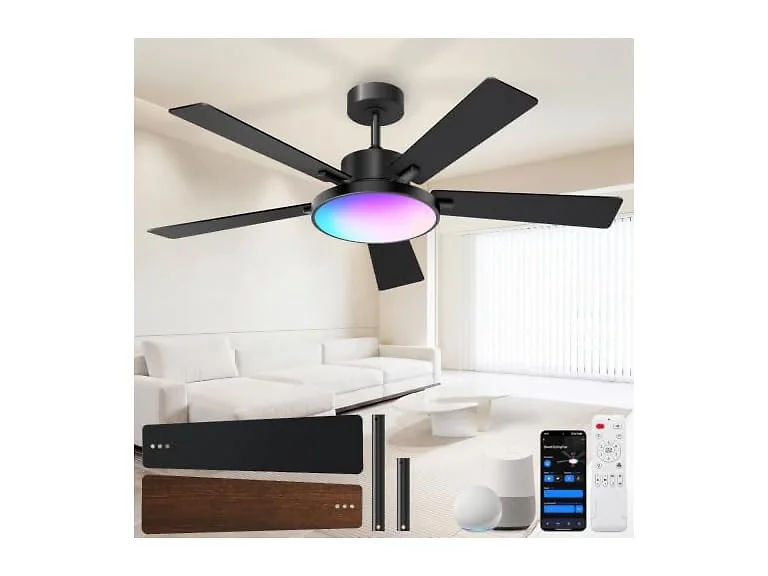 RGBCW Smart 52" 2600LM LED Ceiling Fan Light with Remote