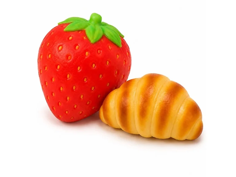 2Pk Squishy Strawberry+Croissant