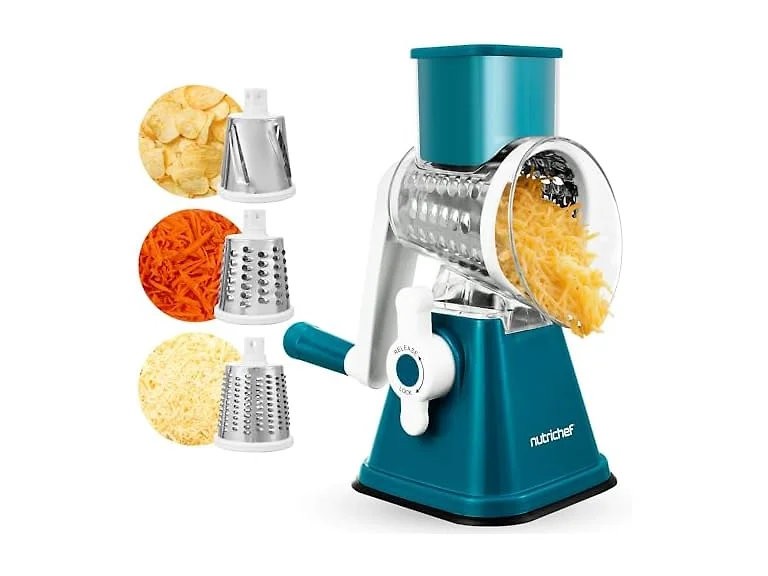 NutriChef 3 in 1 Cheese Grater & Shredder  Green