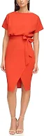 kensie Women's Dresses Wrap Midi Dress, Burnt Orange, 6