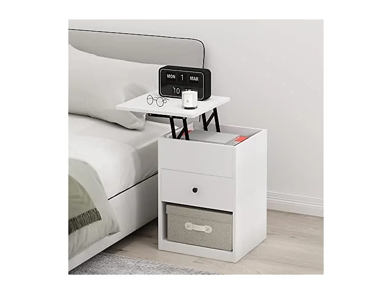 Furinno Jensen Night Stand, Lift-Top Nightstand with Drawer