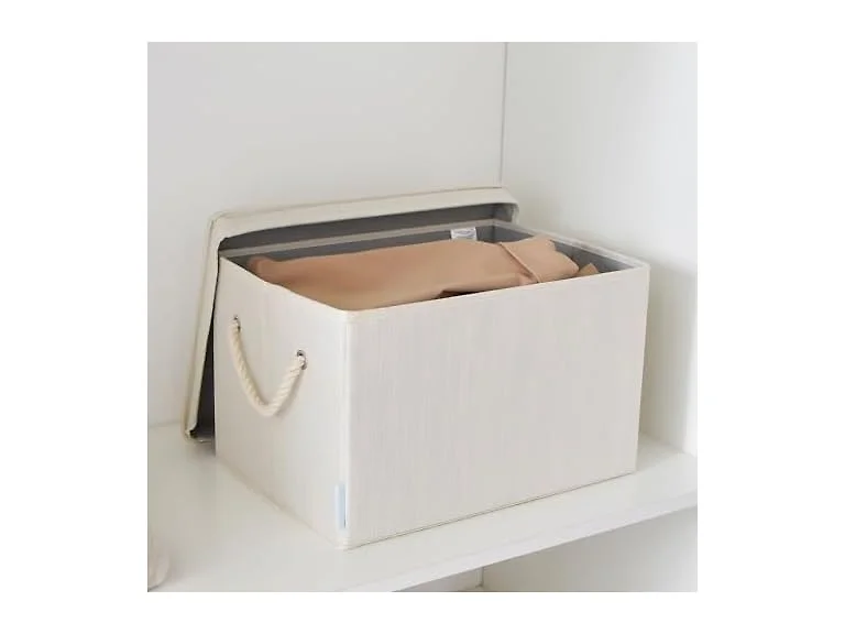 CROS Storage Baskets with Lid 2 Pack Beige Ivory