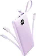Coowisty Portable Charger with Built-in Cables, Slim 10000mAh Power Bank with USB C, Travel Essentials External Battery Pack 5 Outputs 2 Inputs LED Display Compatible with iPhone/Android & More