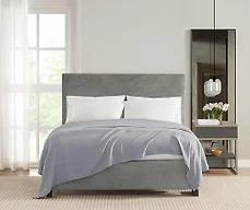 Vince Camuto Classic 100% Basket Woven Cotton King Blanket in Grey, Solid Color, Oeko-TEX Certified