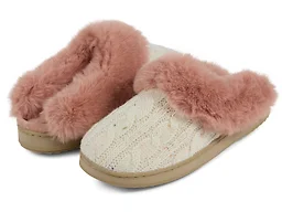 Floopi FLOOPI-409-WHT-S S Womens Cable Knit Scuff Slip