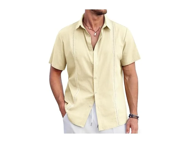 Ryannology Men (L) Guayabera Shirts Linen Shirt