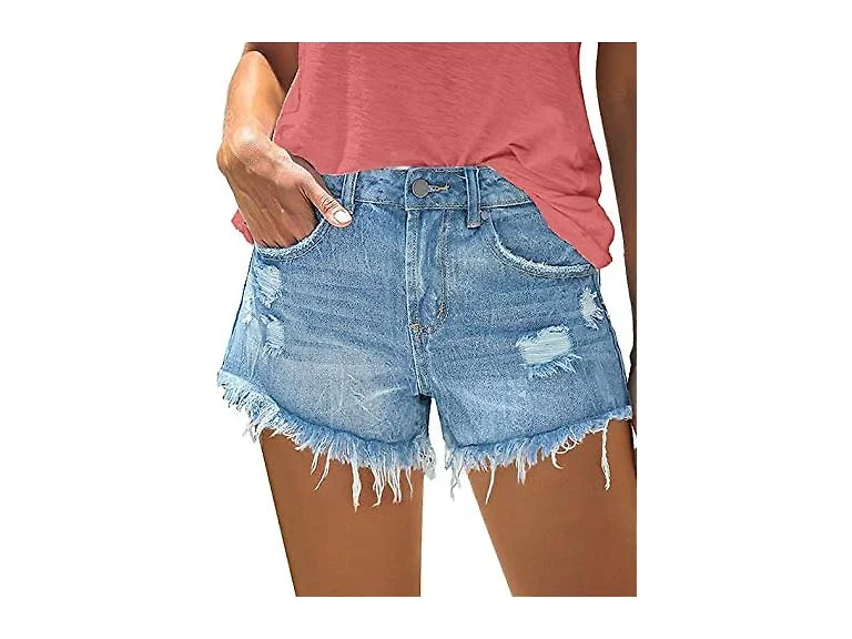 Onlypuff Women (L) Shorts Pockets Ripped Shorts