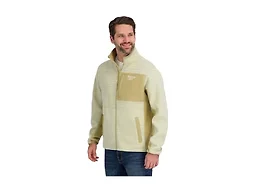 Reebok Mens Mock Neck Zip-Up Grid Polar Fleece Shell Jacket, Stucco, L
