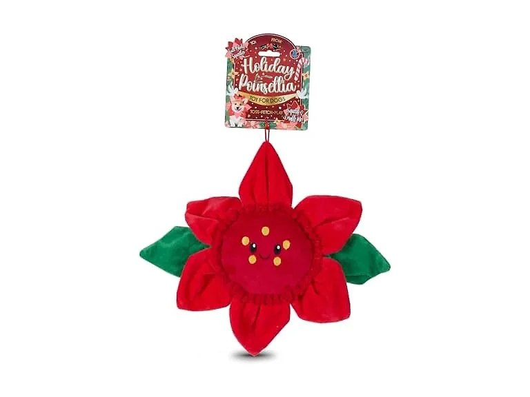Bow Wow Pet Holiday Poinsettia Squeaky Plush Dog Toy