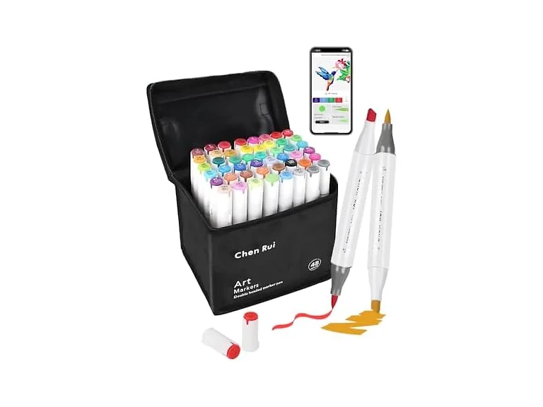 YHC 48-Color Alcohol Markers Brush Tip