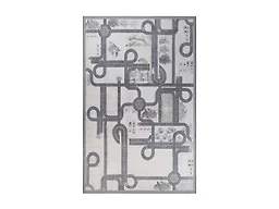 Country Road Non-Slip Kids Playroom Nursery Washable Indoor Area Rug, 4'x6', Aqua - Superior