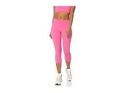 Amazon Essentials Women's Active Sculpt Cropped Short Leggings, Mid Rise Capri with Pocketed Elastic Waist, Bright Pink, Small