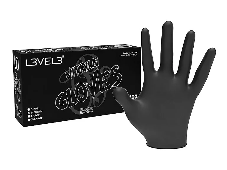 Level 3 Pro Nitrile Gloves, Black, Medium 100pc