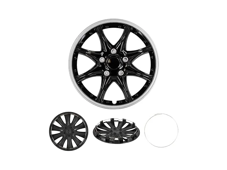 Cobra-Tek CBK-HP099 4PC Hubcap JDM Black/Silver