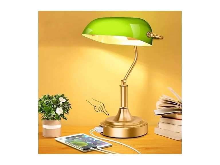 Bankers Lamp with 2 USB Ports
