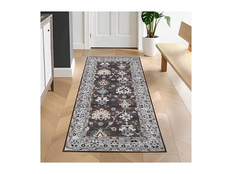 Superior 2'7"x6' Floral Geometric Border Indoor Area Rug
