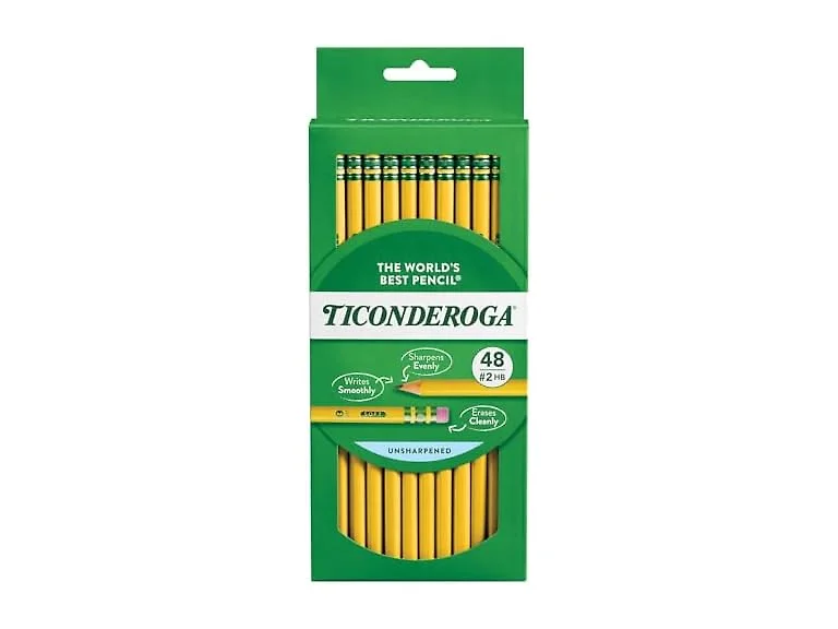 Ticonderoga Wood-Cased Pencils, #2 HB Soft, Yellow, 48 Ct