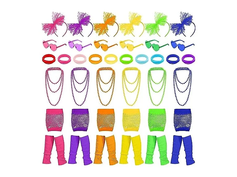 130 Pcs 80s Costume Accessories Set