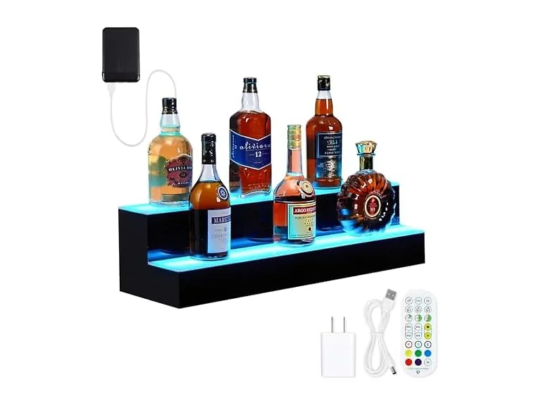 40'' LED Lighted Liquor Bottle Shelf, 2 Tier