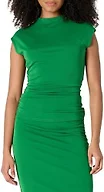 Amazon Essentials Women's Slim-Fit Extended-Sleeve Ruched Matte Jersey Top with Mock Neck, Emerald Green, Large