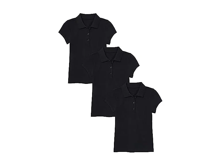 3PK Girls S/S Stretch Pique Polo Shirt