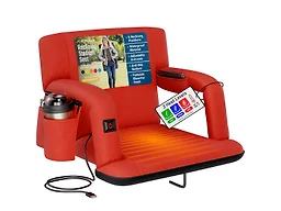Alpcour APC-RSSHARD-2P 21" Wide Alpcour 2PK Heated Reclining Stadium Seat w/ Armrests Red