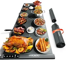 Expandable Warming Mat for Food – iTRUSOU 42"x16" Extra Large Electric Warming Tray with 7 Temp Settings, Switchable ℃/℉, 99H Timer, Child Lock – 2 Panels Custom Sizes for Energy Efficiency