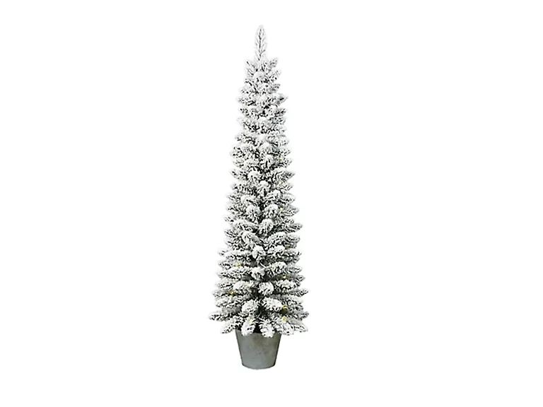 Santa's Workshop 5' Pre-Lit Flocked PVC Slim Tree