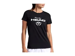 HEAD Women’s Tennis Graphic Crewneck T-Shirt, Relaxed Fit, Lightweight and Breathable Cotton-Poly Material, Black, Medium