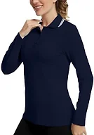 GGOV Women's Golf Polo Shirts Long Sleeve Workout Tops UPF 50+ Sun Protection Quick Dry Lightweight Active Tennis Shirts Blue