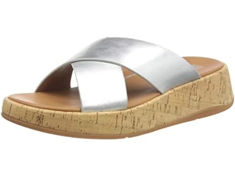FitFlop F-Mode Post Platform Sandals Silver 5 M (B)