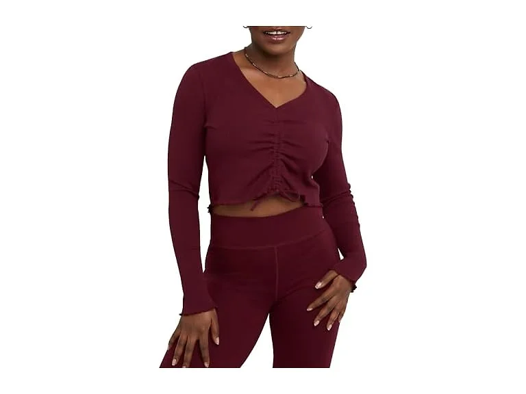 Hanes Women Originals Rib Shirred Crop Top