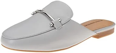 Amazon Essentials Women's Slip-on Backless Buckle Mule Loafer, Beige Crocodile Leather, Grey, 7.5 Wide
