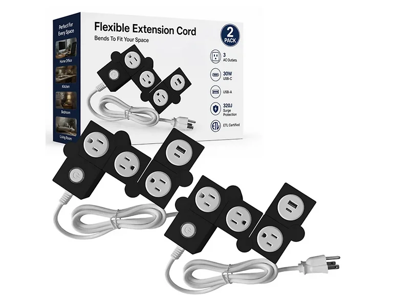 Flexible Power Strip 2-pack Black