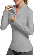 GGOV Golf Shirts for Woman UPF 50+ Sun Protection Quick Dry Lightweight Long Sleeve Polo Shirts for Woman Rash Guard Grey