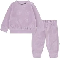 HUGGIES Velour Crewneck Sweatshirt and Jogger Pants 2-Piece Outfit Set