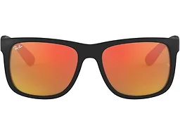 Ray-Ban RB4165 622/6Q 55 55-16-145 Ray-Ban RB4165 Justin Classic Square Sunglasses  Rubber Black/BROWN MIRROR ORANGE POLICARBONATE STANDARD