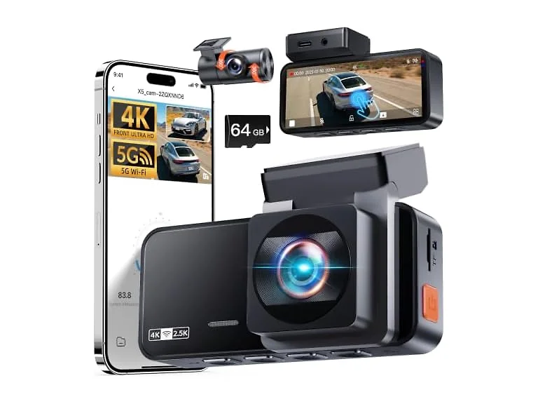 Winail Dash Cam Front Rear 4K+2.5K